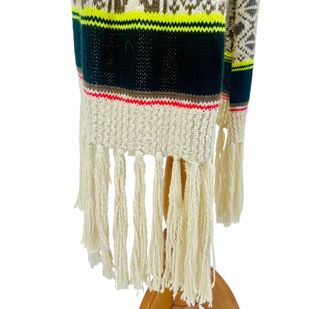 Vintage Princess Vera Wang Fringe Multicolor Knit Cardigan | Boho Cottagecore XS - Picture 8 of 15